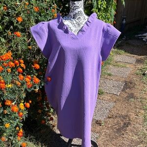 Purple Ruffled V-Neck Dress